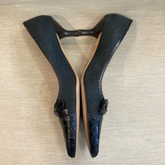 Giuseppe Zanotti  Sz 39 Black Leather Little Bow Pointy Kitten Heel Pumps Shoes - Picture 14 of 14